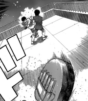 Ippo throwing a punch emulating Alfredo's speed