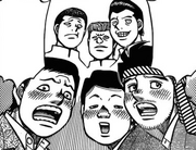 Umezawa, Takemura, and Matsuda apologising to Ippo for bullying him in the past