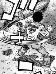 Ippo training by hitting logs with a hammer