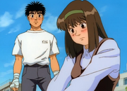 Kumi asking for Ippo's autograph