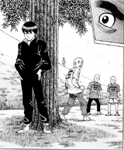 Miyata standing by tree - 01