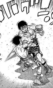 Alfredo blocking Ippo's liver blow