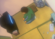 Ippo watching a recording of his atch against Date