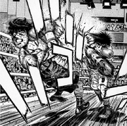 Ippo hitting Karasawa with a right