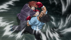 Ippo sparring with Volg to evolve the dempsey roll.