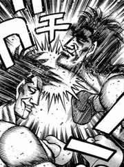 Mashiba and Sawamura fighting with illegal blows