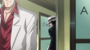 Gregory leaving his hat with Miyata