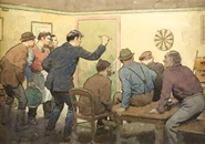 "The Darts Match", watercolour