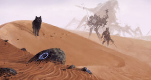 Gunter and Nacht investigating a mysterious meteorite in the Arabian Desert.