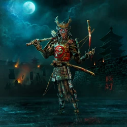 Eddie the Head as a samurai in Senjutsu