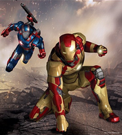 The suit with the Iron Patriot art.