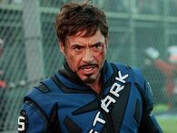 Tony Stark in his racing suit