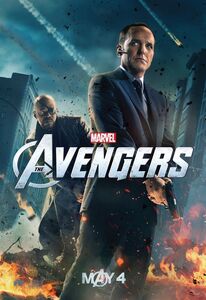 Agent Phil Coulson, together with Director Nick Fury, in The Avengers theatrical poster.