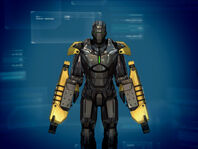 The full view of the Mark 25, as seen in the Iron Man 3 - The Official Game application for mobile devices.