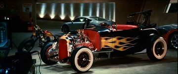 Tesla roadster in iron man store