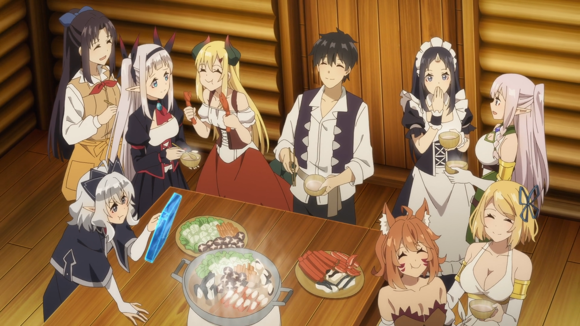 Joeschmo's Gears and Grounds: Isekai Nonbiri Nouka - Episode 10, 11 - Elf  Girls on Patio Furniture