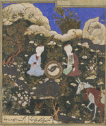 Timurid Dynasty, The Prophet Elias and Khadir at the Fountain of Life, late 15th century