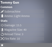 Common Tommy Gun's Statistics
