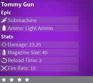 Epic Tommy Gun's Statistics