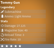 Legendary Tommy Gun's Statistics