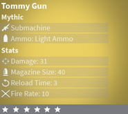 Mythic Tommy Gun's Statistics