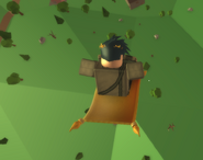 A player gliding over topsy towers with the Golden Carpet