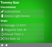 Uncommon Tommy Gun's Statistics
