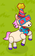 When clicked on, the Party Pony rears up and its bowtie spins.