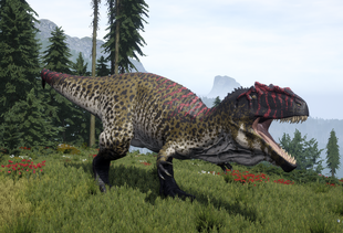 A red-crested Gigantosaurus
