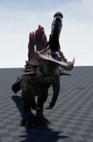 Hyperendocrin Spinosaurus roaring, showing it's unhinging jaws