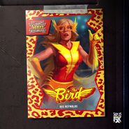 Front image of Dee's trading card.
