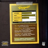 Back image of Dennis' trading card.