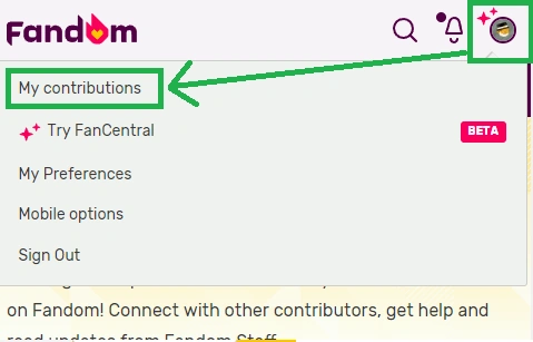 1. Mobile: Clicca il tuo avatar, quindi "I miei contributi"