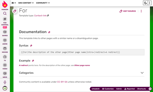 What templates do I really need on my wiki - For.png (78 KB) Template:Per si trova solitamente in cima a una pagina e collega ad altre pagine con un nome simile o a una pagina di disambiguazione,