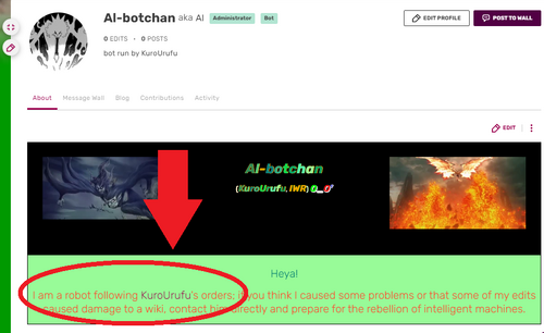 Il profilo utente di un bot che indica la persona che lo gestisce.