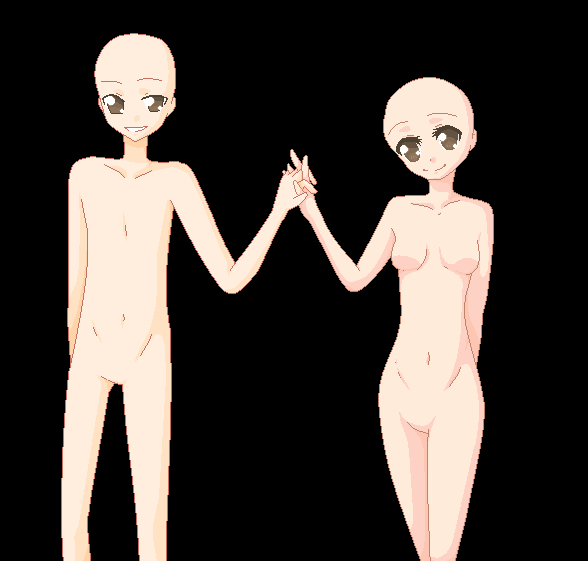 anime boy and girl holding hands base