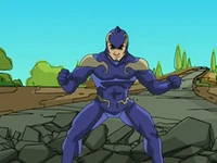 Jackie wearing the armor