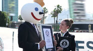 Jack being presented with a Guinness World Record for the world's largest coupon.