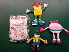 Several Jack Pack bendable toys, along with Hamburgermeister.