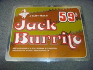 A promotional sign for the Jack Burrito.