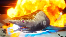 Man eating fire shark image