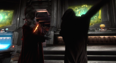 Darth Vader executes Nute Gunray.