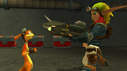 Jak and Daxter getting the Peace Maker.