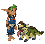 Young Jak and croca-dog concept art
