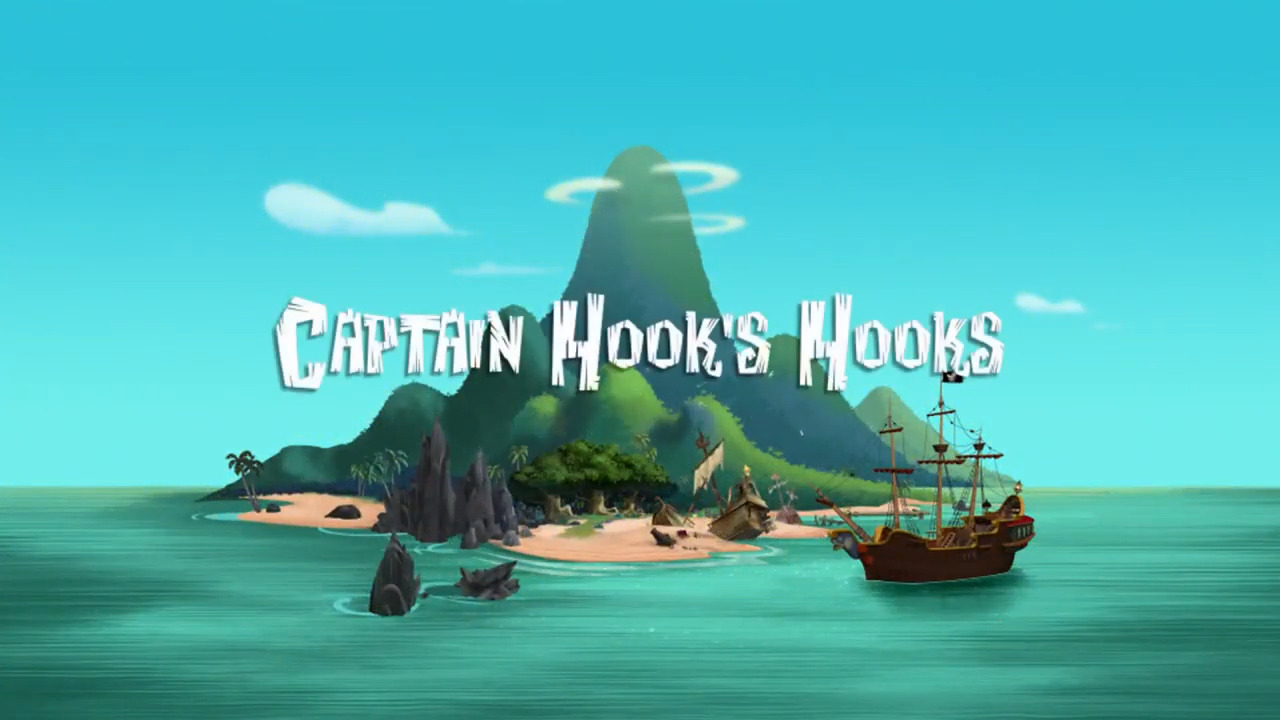 Captain Hook, Mr Smee, Bones, Sharky, and the crock