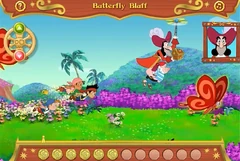 Jake and his crew chasing Hook and Smee into Butterfly Bluff in "Izzy's Flying Adventure
