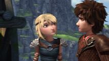 Astrid and Hiccup and bonecrusher walks away