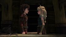 Hiccup and Astrid gearing up for a kiss