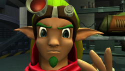 Jak pidiendo información de como entrar al Palacio del Baron a la mecánica misteriosa.