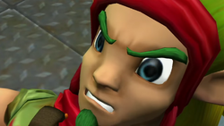 Un furibundo Jak gritando a Daxter que mataría a Praxis por todo el daño que le había hecho.